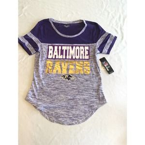 Baltimore Ravens Fitted T-Shirt NFL Team Apparel Womens Sz M Purple Gold